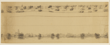 216211 Plattegrond en een panorama over de Stadsbuitengracht van het ontwerp voor een plantsoen (het latere ...